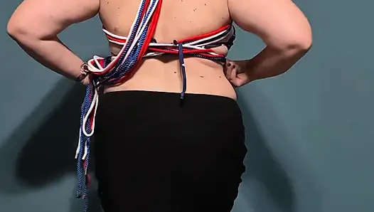 Shibari ip kendi kendine bağlama kılavuzu - bağımsızlık günü kırmızı beyaz ve mavi kalp