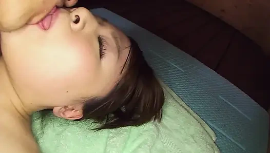 Hot girl spreads legs as she gets hairy pussy pumped deep by a huge cock