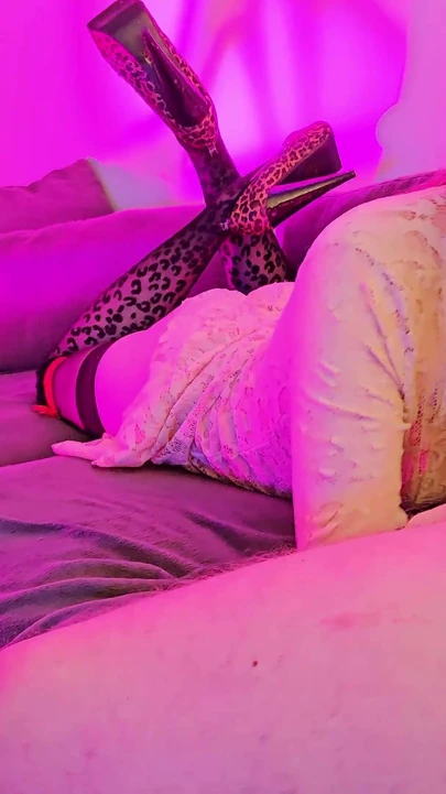 Hot Wife in Leopard Stilettos & Heavy Makeup Takes My Cock so Deep She Has Gag Reflex