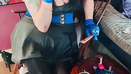 Boots, Gloves & A Cigarette! Tina Snua Smoking A Cig In Knee high Boots - OMI OME Snap Inhales Drifting
