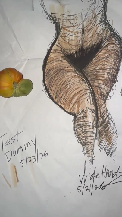 Bu bir WideHandz test mankeniydi. Bu orijinal çizimin bir kopyasıdır, birkaç renkli kalemle renklendirilmiştir.