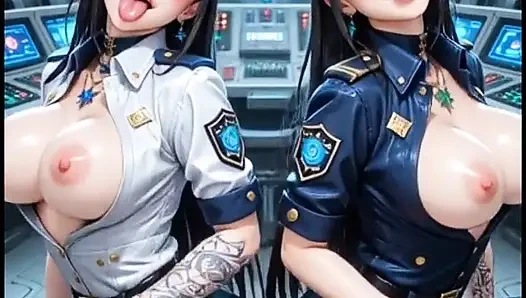 Cyberpunk polis kontrol odası (ai animasyonu)