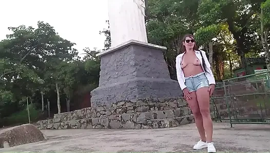 Sex in a Public Place - Couple caught having sex and exhibitionism at Christ the Redeemer