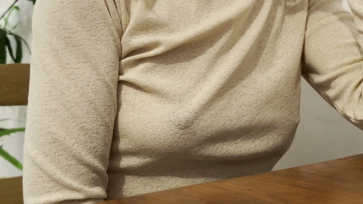 Having Pizza in a sheer blouse in public  in a restaurant exposing my big nipples