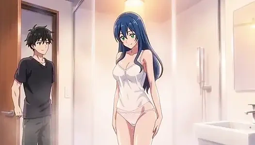 Stepbrother watch stepsister while she is taking shower 3D Anime