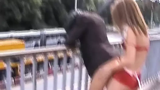 Astonishing German dolls stuffing each other's cunts in public