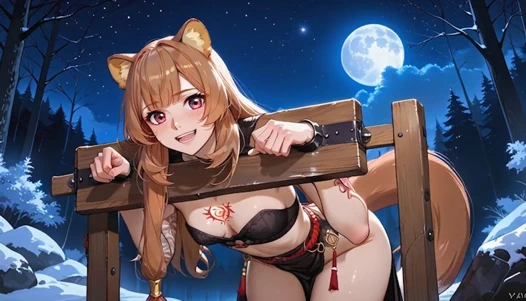 Raphtalia kalkan kahramanı tarafından tüm deliklere sikiliyor