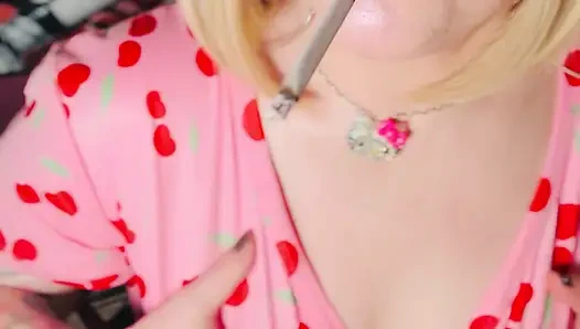 All Dangles! A Cute Tina Snua Dangling A Cigarette & Hard Smoking