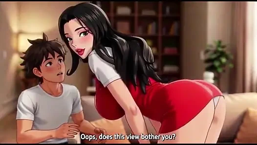 Seksi üvey anne genç üvey oğlunu büyük göğüsleri ve götüyle baştan çıkarıyor