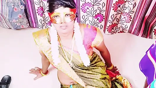 Hintli ev hanımı kocasını swamiji ile sikiyor. Telugu edepsizce konuşuyor.