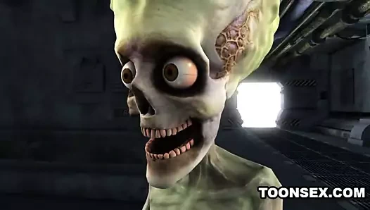 Sıcak 3d uzaylı bebek gets becerdin tarafından bir martian