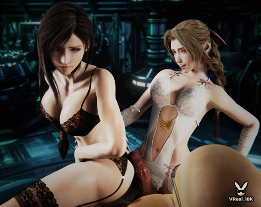 Boşalma ile çifte - Tifa Lockhart, Aerith Gainsborough, Rude ile final fantezisinin parodisi