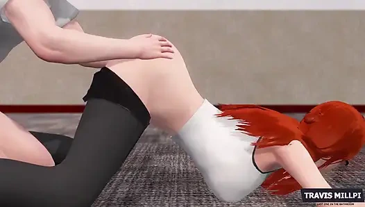 Seksi hatun yoga pantolonuyla çalışıyor