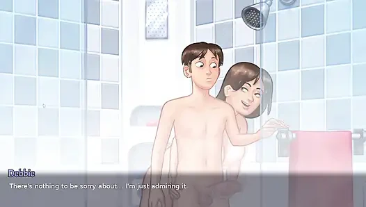 Pc oyunu ateşli orta yaşlı seksi kadın mastürbasyon ve duş