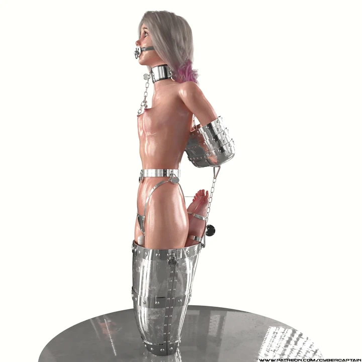 Юной хардкорный металлический бондаж заткнули рот кляпом и заперли