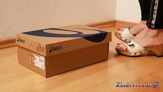 Asmr Wooden Clogs Trample and Crush Shoe Box