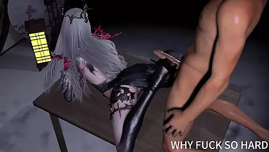 Ateşli iç çamaşırlı 3 boyutlu sevimli Asyalı sürtük amını sikmek için büyük yarağı azdırıyor