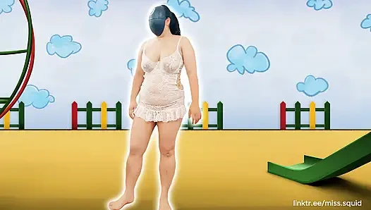 Beyaz iç çamaşırlı bayan kalamar egzersizleri