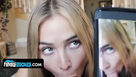 Doğal memeli kalın üvey kız kardeş Blair Williams azgın üvey erkek kardeşinden döl alıyor