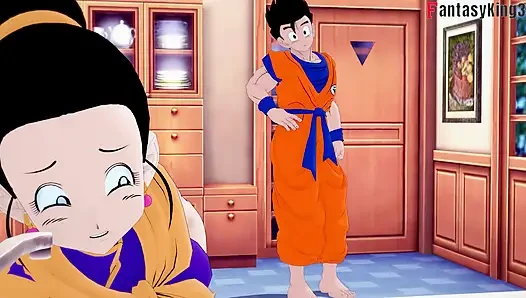 Chichi lavaboya sıkışıyor ve Gohan onu sikiyor - dragonball zex serisi