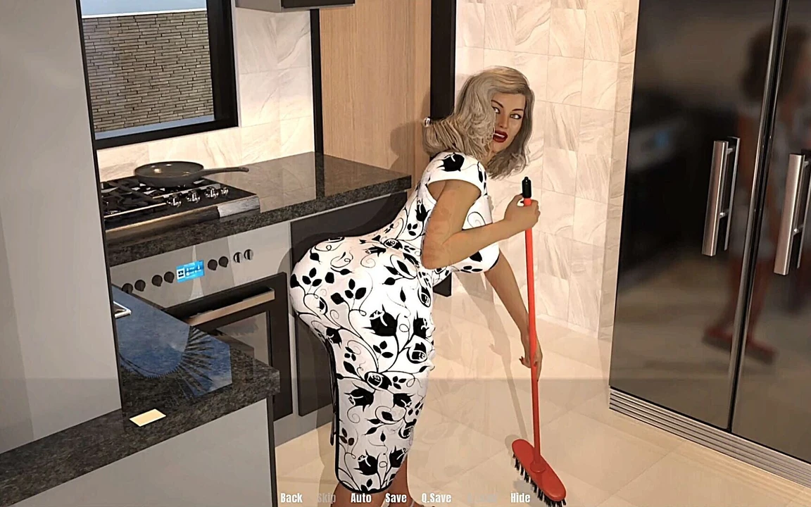 Дом бабушки No 02 - 60 плюс горячая милфа соблазняет счастливого ебаря ее большой фигуристой задницей - 3D порно игра