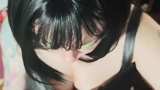 All In Black Leather Miss Tina Snua Smoking A Cork 100 Cigarette - Drifting nap Inhales Smoke Rings OME OMI