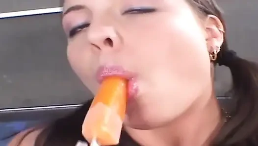 Horny Babe Stuffs Pussy with Melting Popsicle for Intense Licks