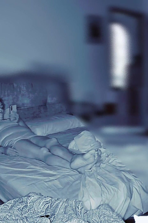 Wife Secretly Masturbates in the Room While Her Husband Is at Home and Watches Her