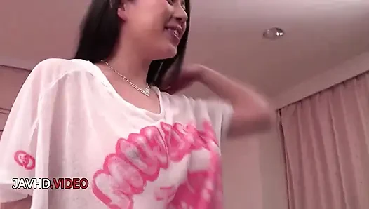 Passionate Asian beauty Risa Shimizu gives hot creampie show live on cam .