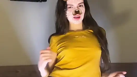 TikTok compilation part 9: slim girl dancing, mini skirt, shorts, striptease, stockings and long legs, dancing on top