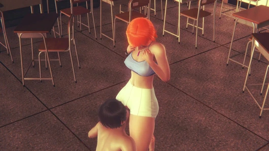 Kızıl saçlı genç amcık yalıyor ve parmaklıyor - 3 boyutlu hentai animasyonunda yoğun orgazm