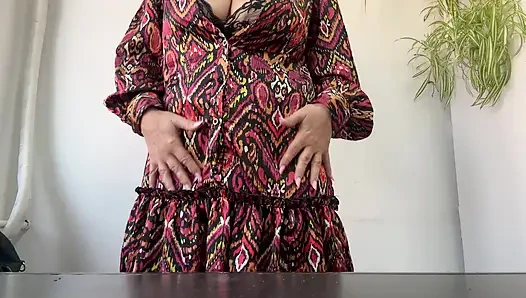 Hot sexy milf rubs her pussy through pantyhose