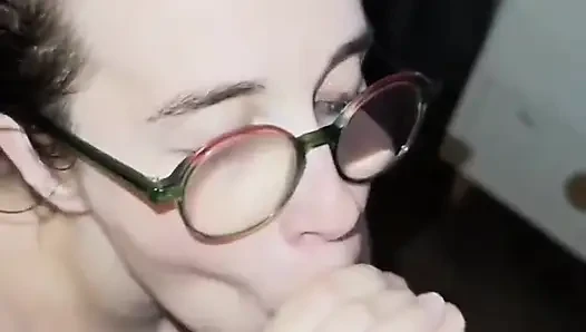 Slut with Glasses Sucks Like a Bitch up to the Facial