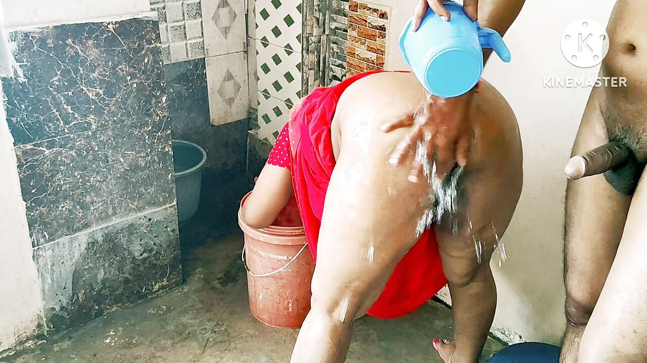 Desi Mommy By Boy In Bathroom