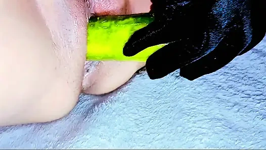 Bella Khalifa Dildoing A Big Cucumber Like BBC To Check Her Meaty Pussy SReady To Fuck With Big Black Cock