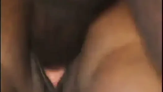 Black stud fucks ebony whore's shaved pussy then shoots load on her torso
