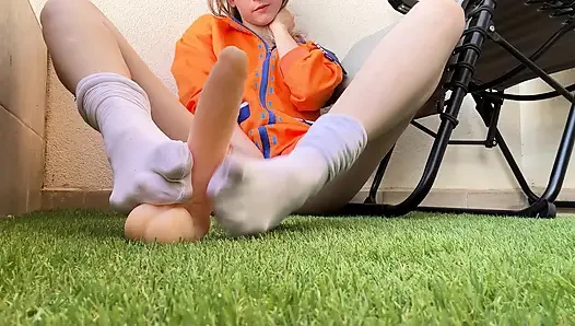 Pure White Socks Pixie Garden Tease - Outdoor Foot Worship to Bedroom Suck