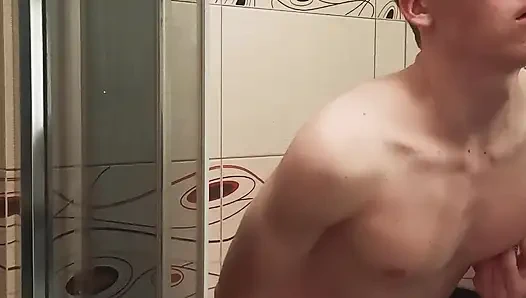 A young guy kneads his ass and at the same time jerks sweetly