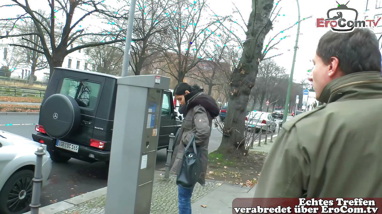 Super skinny German teen makes street sex casting