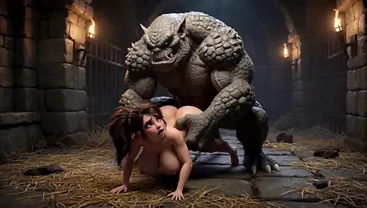 Mağara canavarı büyük yarak baştan çıkarılıyor kalın orta yaşlı seksi kadın