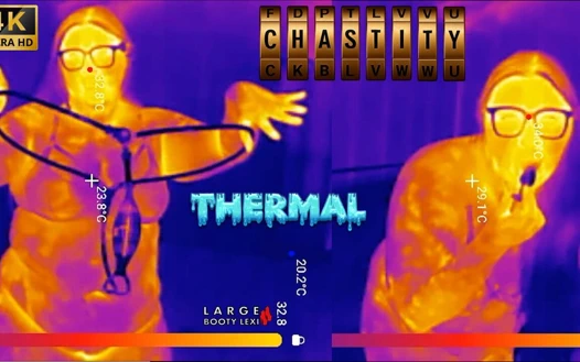 First Time Locked in Chastity Belt! Thick BBW Ass Fingered Deep Then Stuffed with 2 Huge Butt Plugs Thermal POV