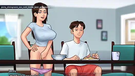 Извращенная квартирная хозяйка связывает квартиранта без него, не имея возможности сбежать в постели и трахает его до тех пор, пока его яйца не лянут сухими - Summertime Saga