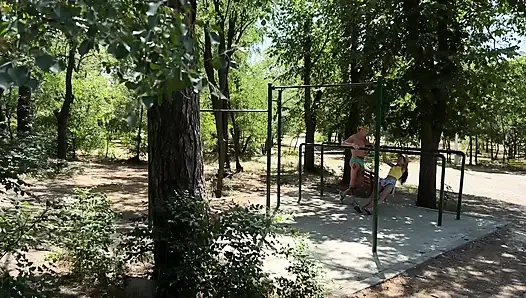 Bi threesome - a stranger invited a married couple to have fun and fucked them in the forest