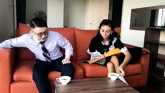 Skolegutt knullet ung jente etter skolen - jomfru forste ana