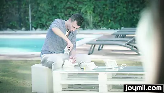 Dik Fransız genç luna rakip gets becerdin tarafından ona ev sahibi