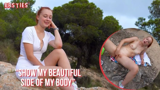 Ersties - seksi kırmızı kafa dışarıda mastürbasyon yaparak risk alıyor