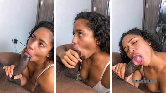 Kahverengi gözlü sevimli esmer acımasız bir oral seks verir -amatör çift- nysdel