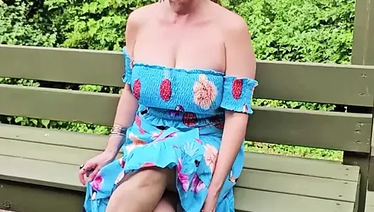 OnlyFans Voyeur look at MOMMY Enjoying the Summer Barbecuing Meat with her BIG TITS Out in the Sunshine