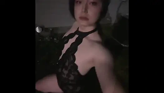 Asian Femboy Risky Public Exhibition night walk Neighbor was watching me