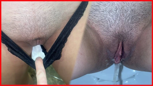 Pad yakın çekim ile işiyor tıraşsız amcık derlemesi! Tuvalette idrar! POV!